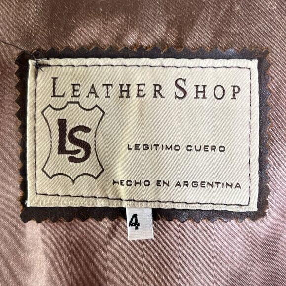 Vtg Argentinian Leather Jacket Sz L Full Zip Solid Heavy -Leather Shop. EUC READ - Picture 10 of 16